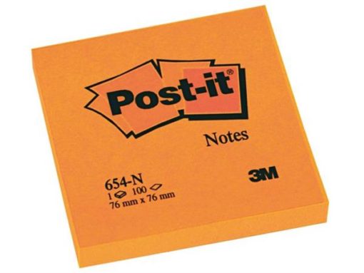 Self-Adhesive Memo Pad, 76x76, Neon Orange